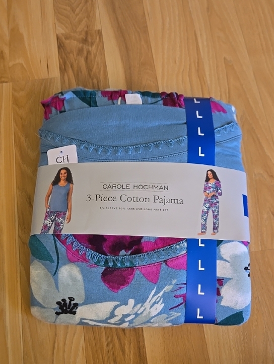 Midnight by Carole Hochman Other - Carole Hochman Blue, Pink and Teal Floral Cotton 3 Pieces Pajama Set